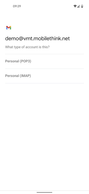 Select Personal (POP3) or Personal (IMAP)