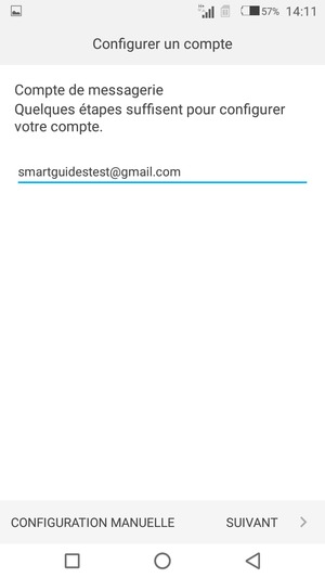 Saisissez votre adresse Gmail ou Hotmail et sélectionnez SUIVANT