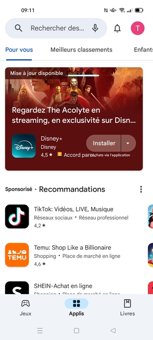 Sélectionnez la barre de Recherche