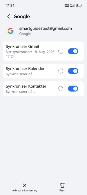 Din informasjon blir synkronisert