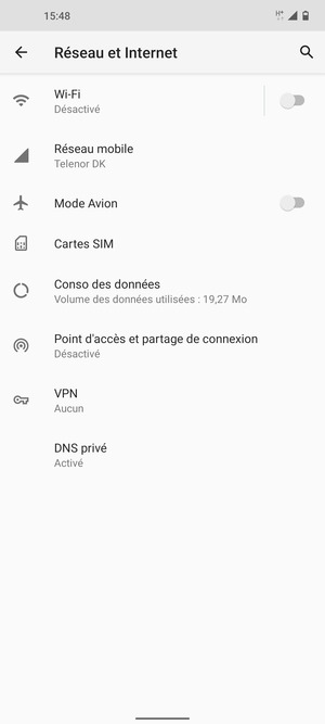 Sélectionnez Point d'accès et partage de connexion