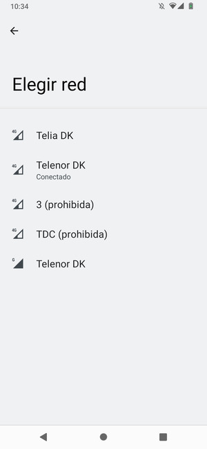 Seleccione un operador de red de la lista