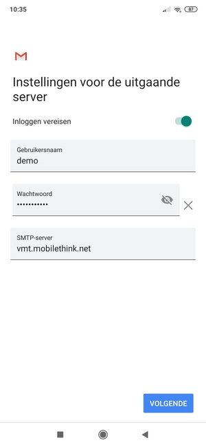 Voer Uitgaand serveradres in