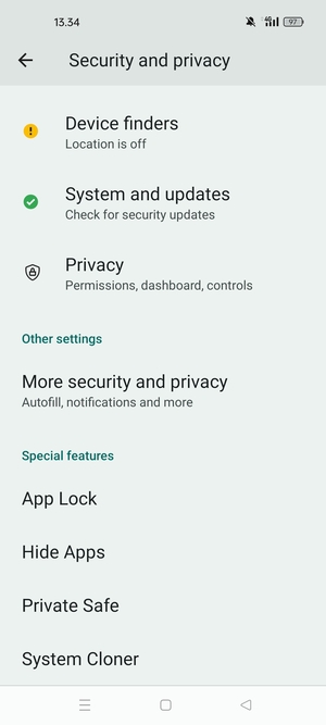 Scroll to and select More security and privacy