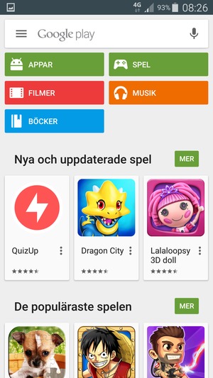 Tryck på sökfältet