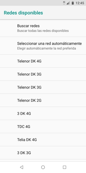Seleccione un operador de red de la lista