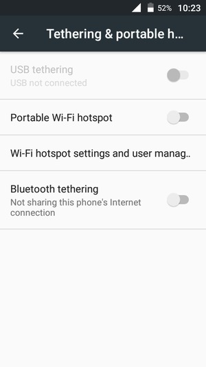 Select Wi-Fi hotspot settings and user management