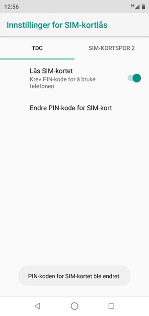 Din PIN-kode for SIM-kort er endret