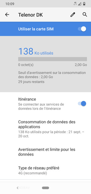Activer ou désactiver Itinérance