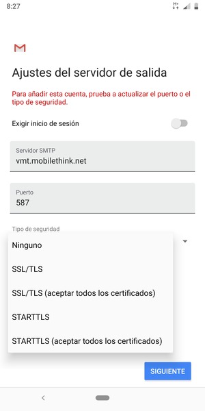 Seleccione Ninguno y SIGUIENTE