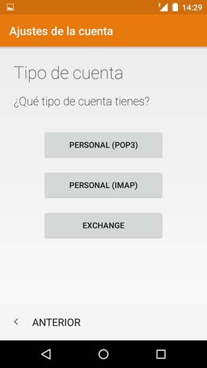 Seleccione PERSONAL (POP3) o PERSONAL (IMAP)