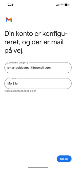 Giv din konto et navn og indtast dit navn. Vælg Næste