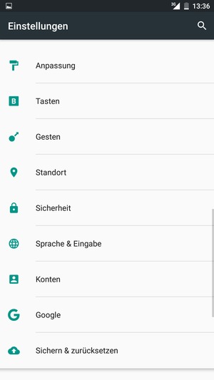 Scrollen Sie und wählen Sie Konten