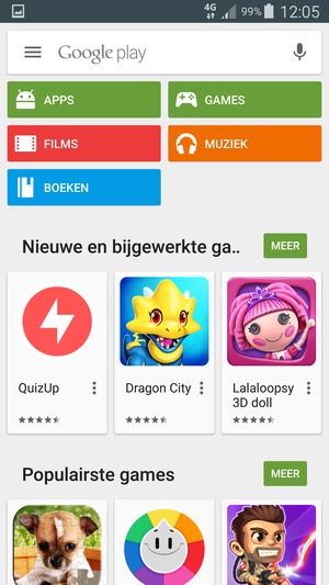 Selecteer de zoekbalk