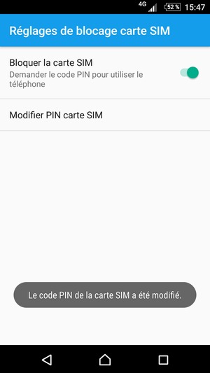 Votre code PIN de la carte SIM a été modifié