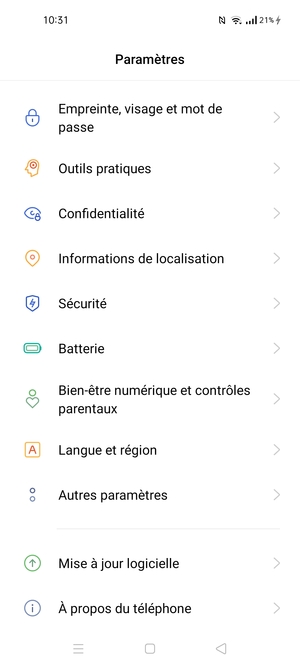 Faites défiler et sélectionnez Sécurité