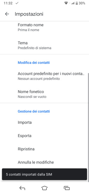 I tuoi contatti verranno salvati sul tuo account Google, e salvati sul tuo telefono la prossima volta che Google sarà sincronizzato.