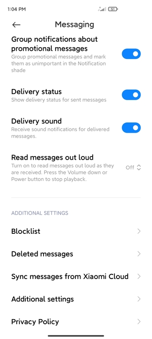 Scroll to and select Additional settings