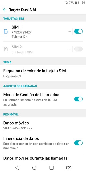 Activar o desactivar Itinerancia de datos