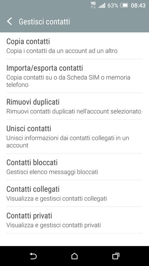Seleziona Importa/esporta contatti