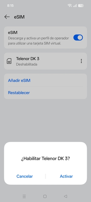 Seleccione Activar