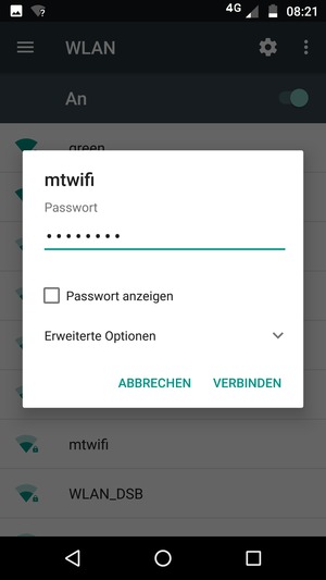 Geben Sie das WLAN-Passwort ein und wählen Sie VERBINDEN