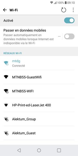 Vous êtes maintenant connecté au réseau Wi-Fi