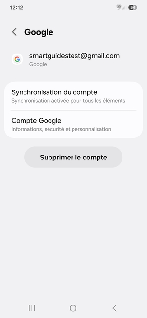 Sélectionnez Synchronisation du compte