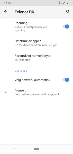 Slå Roaming på eller av