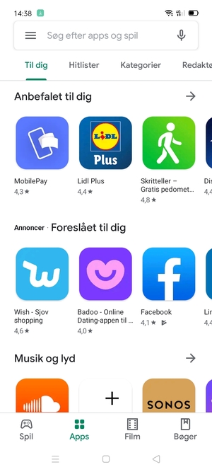 Vælg søgefeltet