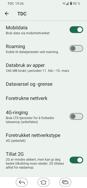 Velg Foretrukket nettverkstype