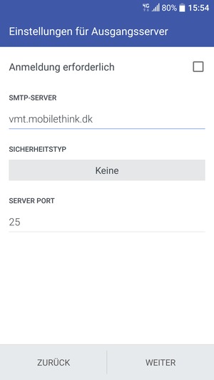 Deaktivieren Sie das Kontrollkästchen Anmeldung erforderlich und wählen Sie WEITER