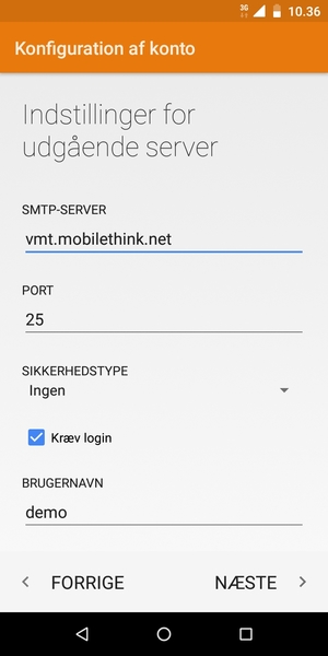 Indtast udgående serveradresse
