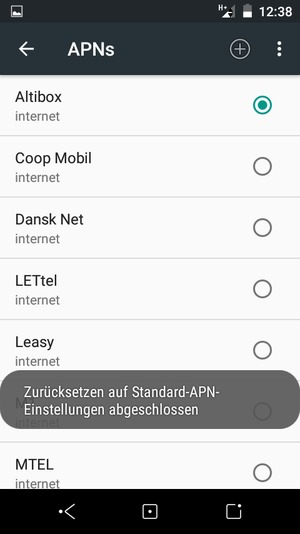 Ihr Handy wird auf Standard-Einstellungen für Internet und MMS zurückgestellt