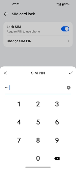 Enter your Current SIM PIN and select OK