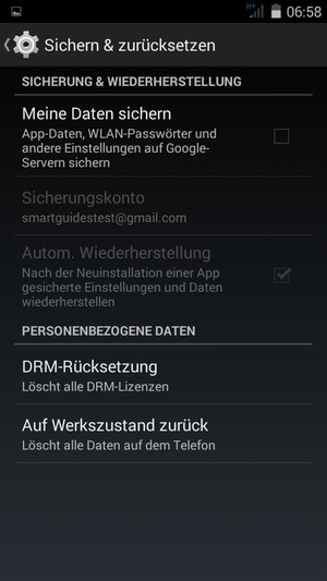 Aktivieren Sie das Kontrollkästchen Meine Daten sichern