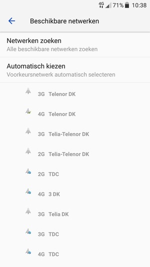 Selecteer een netwerkoperator uit de lijst
