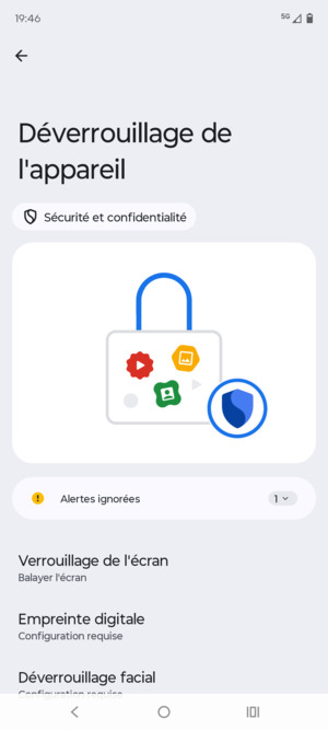 Sélectionnez Verrouillage de l'ecran