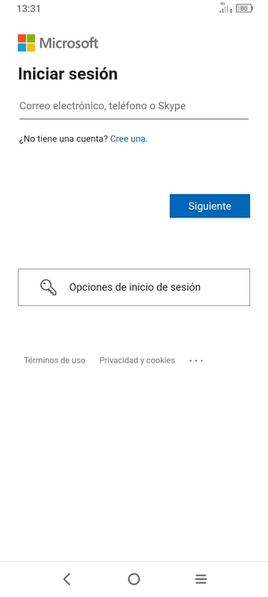 Introduzca su dirección de Hotmail y seleccione Siguiente