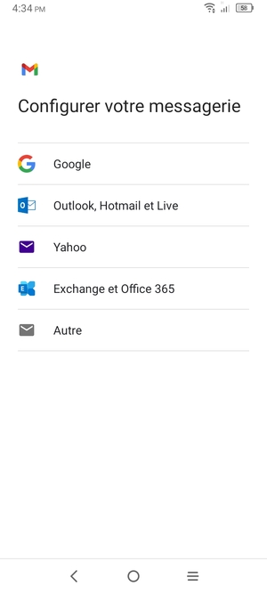 Sélectionnez Outlook, Hotmail et Live
