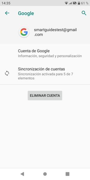 Seleccione Sincronización de cuentas