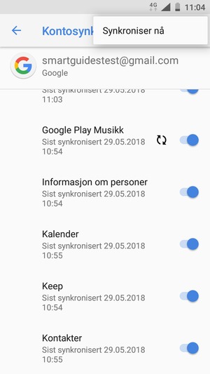 Velg Synkroniser nå