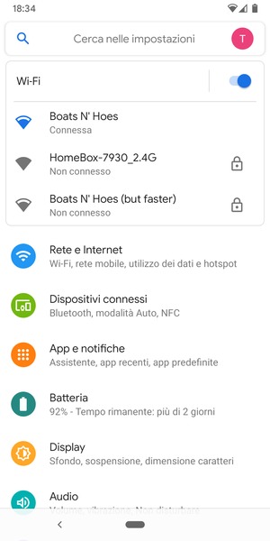 Ora sei connesso alla rete Wi-Fi