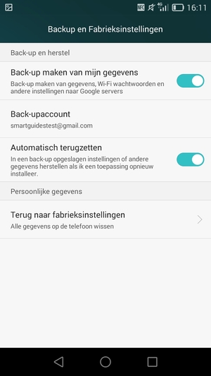 Selecteer Back-upaccount