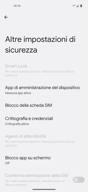 Seleziona Blocco della scheda SIM