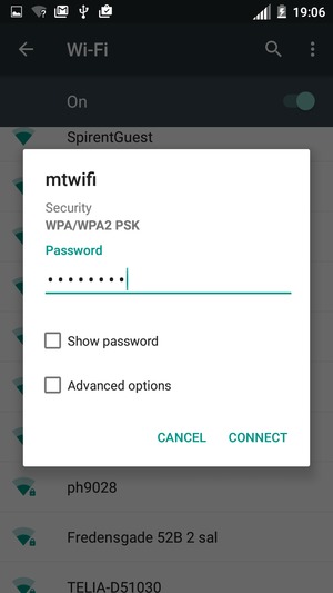 Enter the Wi-Fi password and select CONNECT
