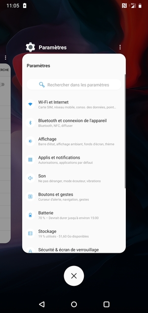 Sélectionnez l'icône Supprimer pour fermer toutes les applis en cours d'exécution