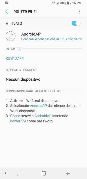 Il telefono è ora pronto per essere usato come modem