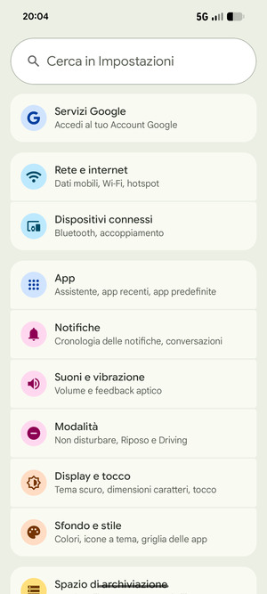 Seleziona Rete e internet
