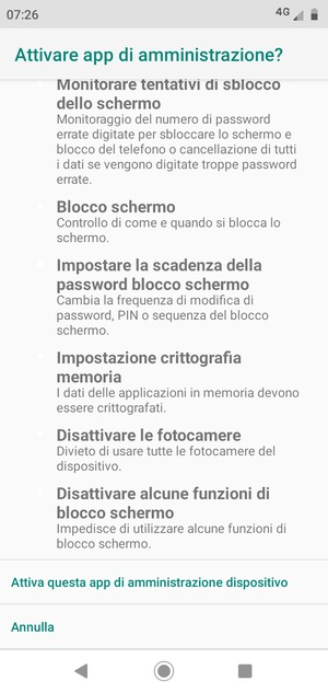Scorri e seleziona Attiva questa app di amministrazione dispositivo